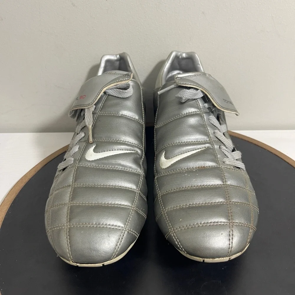 Nike Total 90 III FG Soccer Cleats US 13 Silver White Red Accents Football Shoes